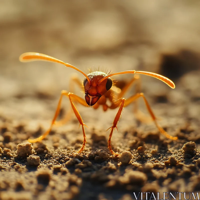 Intricate Details of an Ant in Nature AI Image