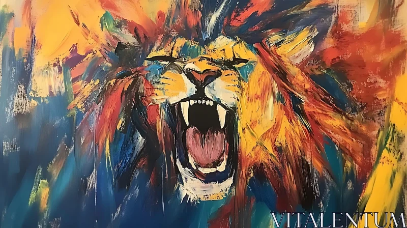 AI ART Lion's Roar: An Impressionistic Wildlife Portrait