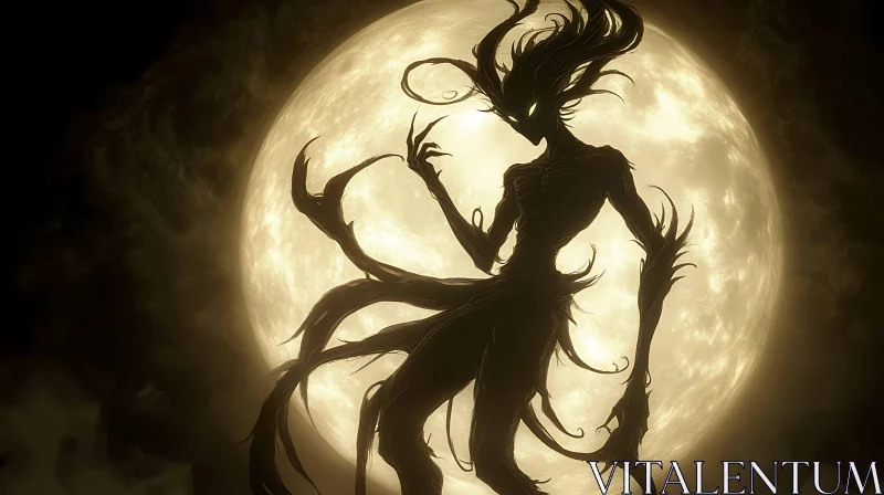 Moonlit Monster: A Silhouette of the Night AI Image