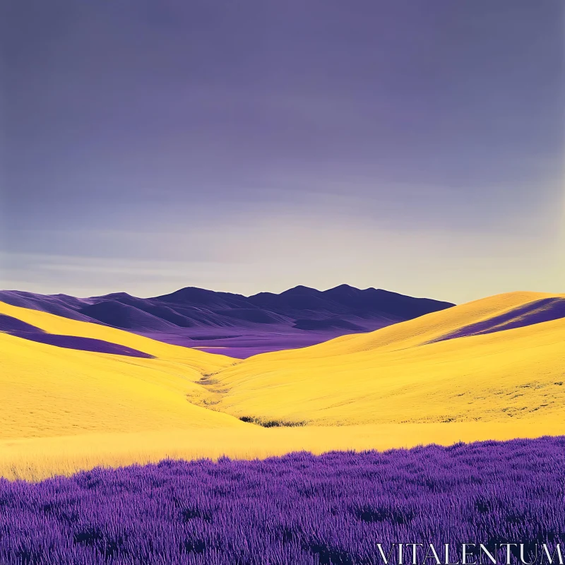 Lavender and Yellow Landscape AI Image