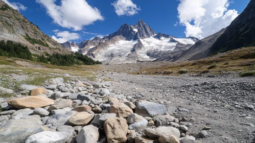 Snow-Capped Mountain Peaks and Rocky Landscape