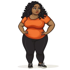 Cartoon of a Woman in Workout Clothes