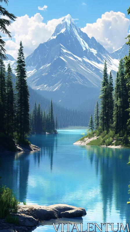 AI ART Idyllic Mountain Lake Landscape