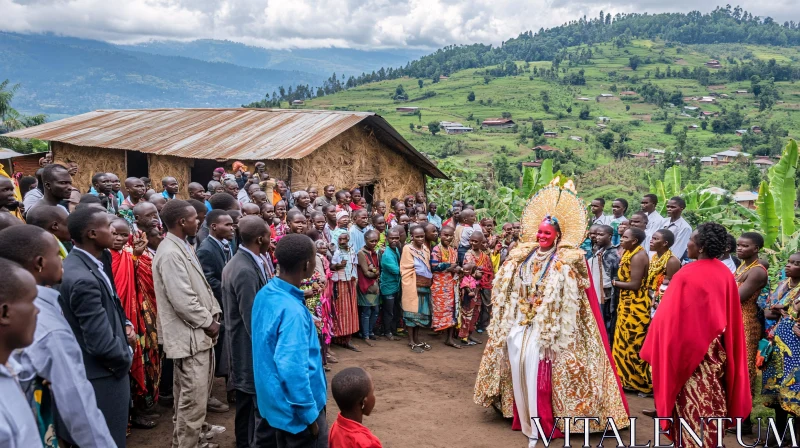 Traditional Ceremony in Village Setting AI Image