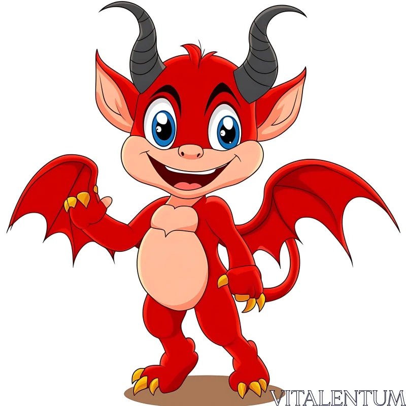 Smiling Red Devil Cartoon Character AI Image