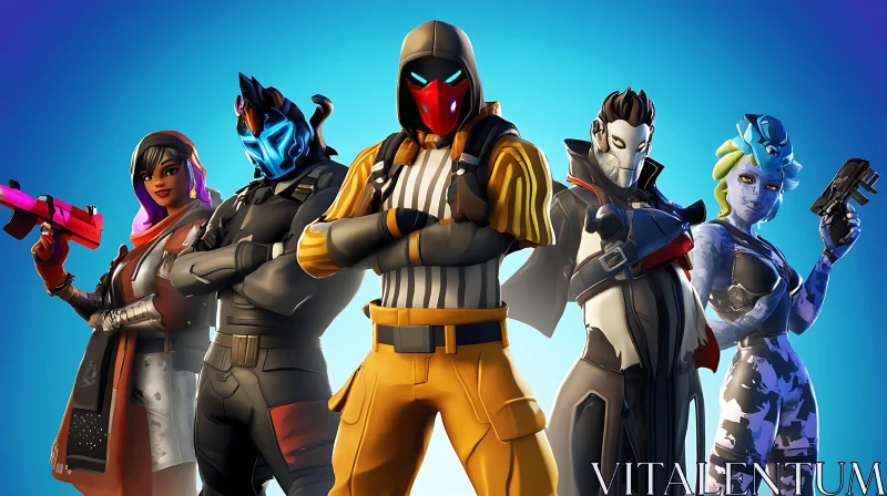 Stylized Fortnite Characters Group Shot AI Image