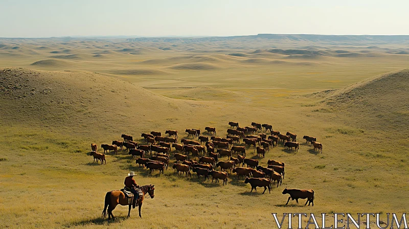 AI ART Cattle Drive on the Open Prairie