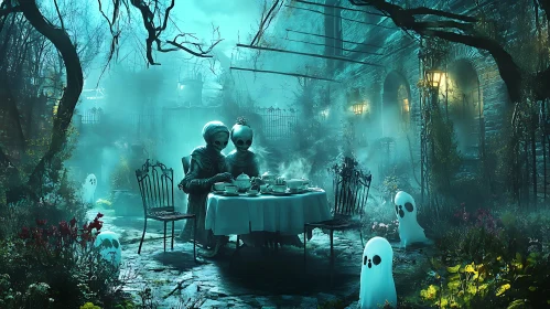 Eerie Tea Party with Ghostly Guests