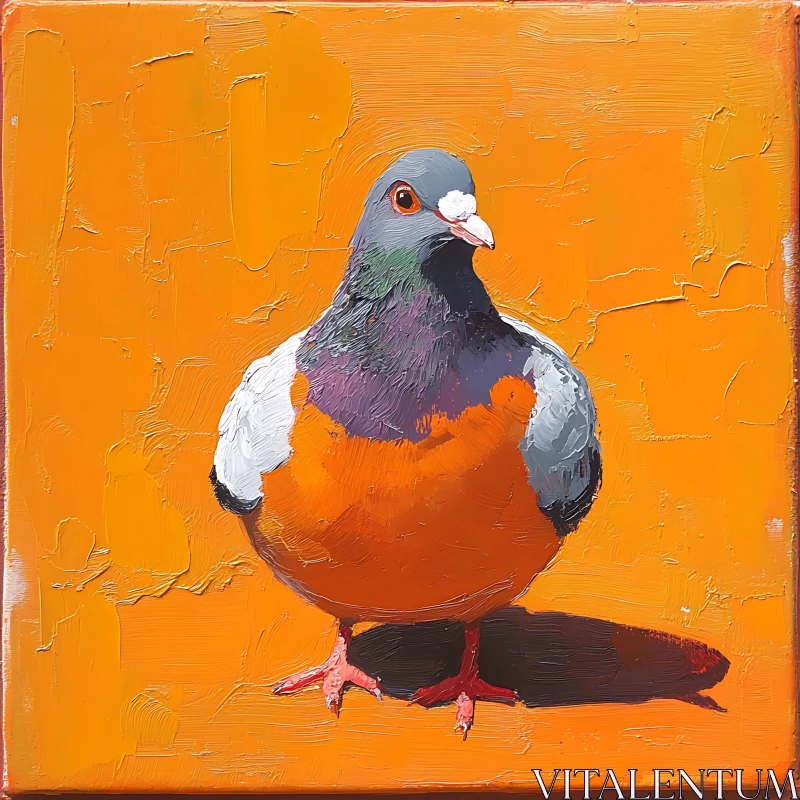 AI ART Urban Bird Art: Pigeon in Orange Hues