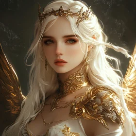 Golden Angel Woman with Crown