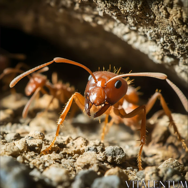 Detailed Macro Photograph of an Orange Ant AI Image