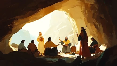 Cave Meeting of Ancient People