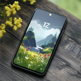 Landscape on Phone Screen