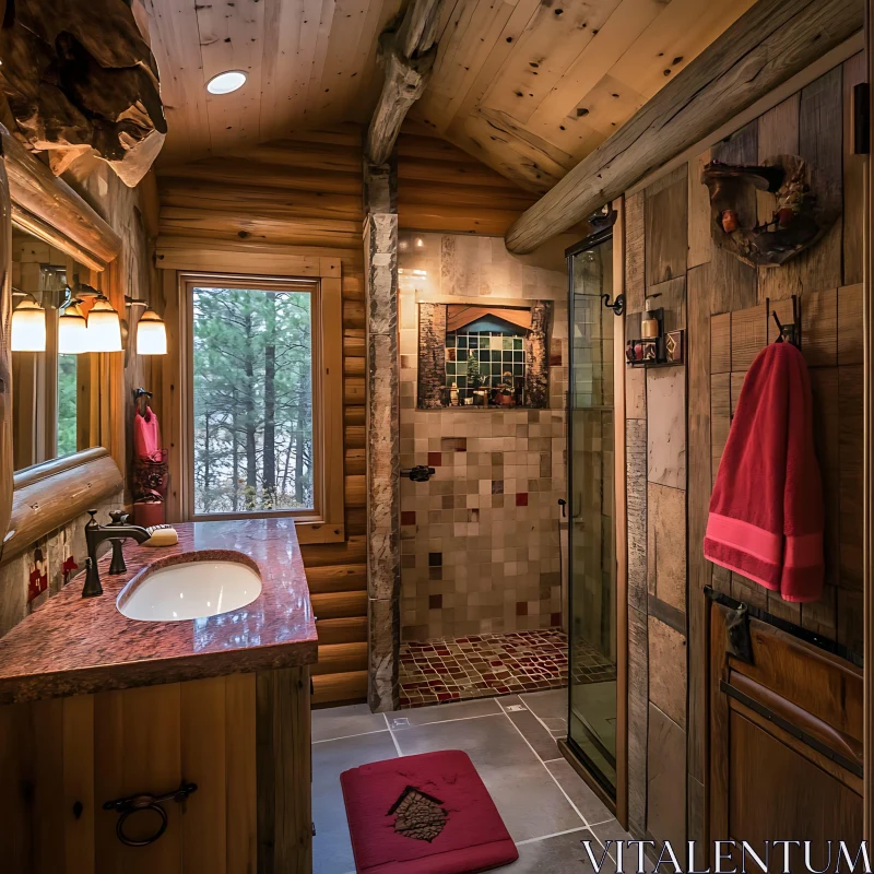 Woodland Retreat Bathroom Interior AI Image