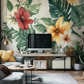 Floral Wallpaper Home Office