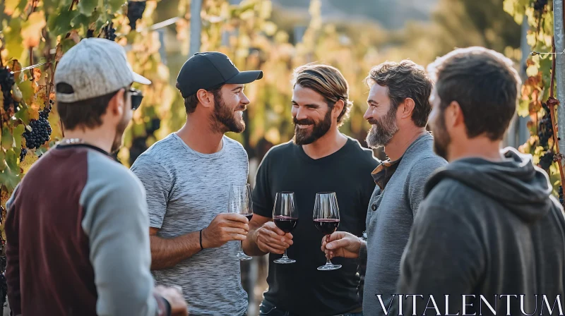 AI ART Friends Tasting Wine in Vineyard