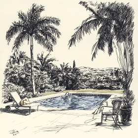 Monochrome Poolside Relaxation