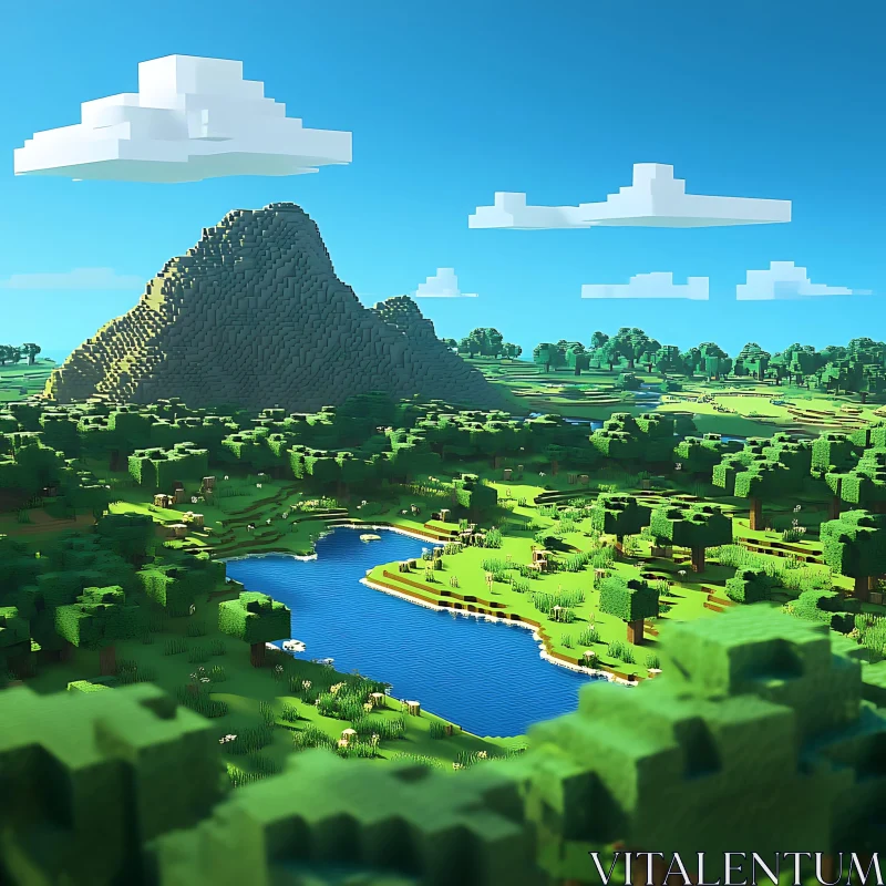 AI ART Blocky Mountain Landscape