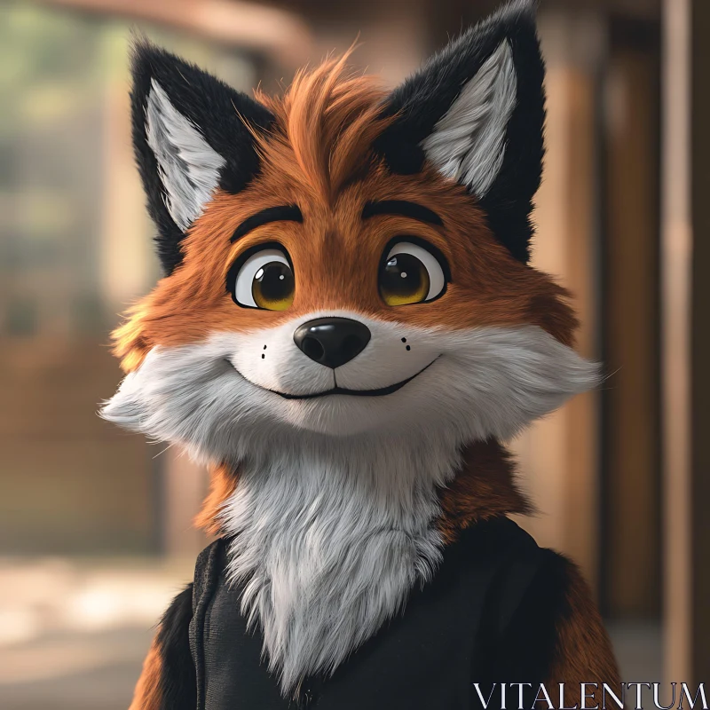 Smiling Fox Character Portrait AI Image