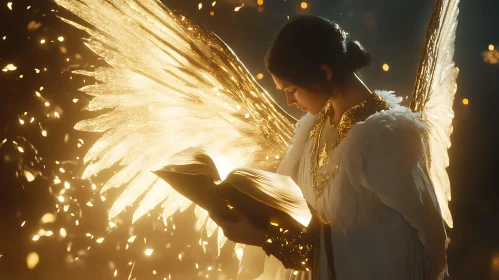 Golden Angel with Book