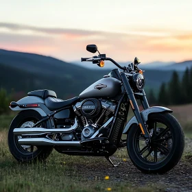 Twilight Ride: Motorcycle Against Dusk