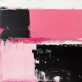 Minimalist Pink and Black Abstract Art