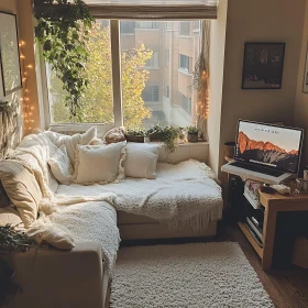 Comfortable Room with Plants and Soft Light