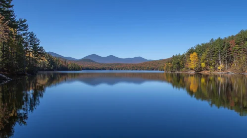 Tranquil Lake Scene with Fall Colors