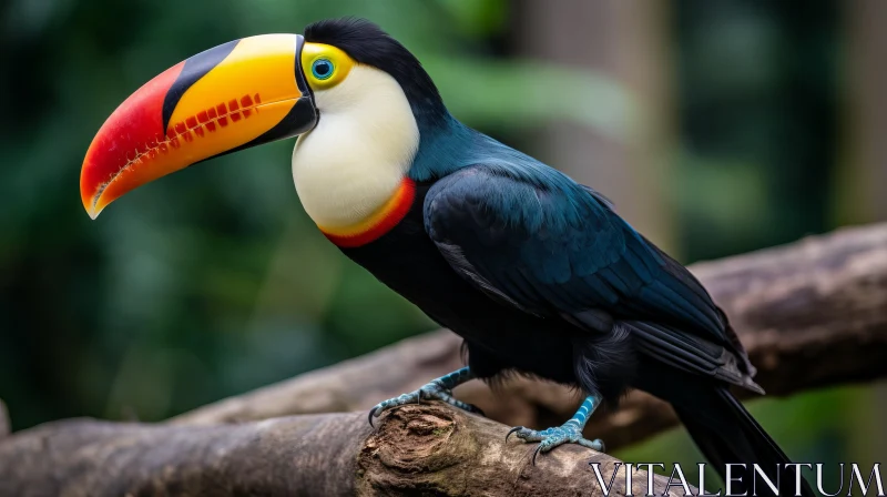 Distinct Toucan Portrait in Teal and Yellow - Nature's Colorism AI Image