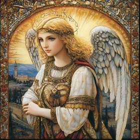 Serene Angel in a Landscape Setting