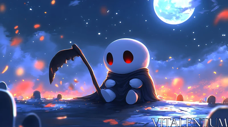 Cartoon Death Character in Graveyard AI Image