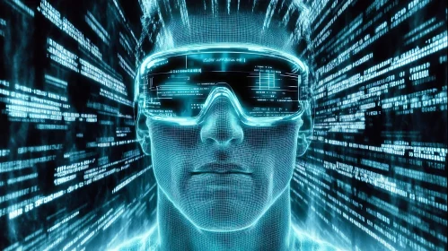 Digital Cyborg with VR Glasses