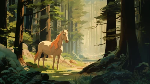 Forest Horse Illustration