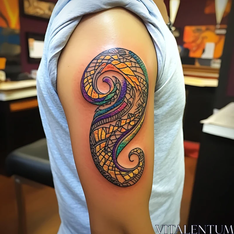 Intricate Multi-colored Arm Tattoo AI Image