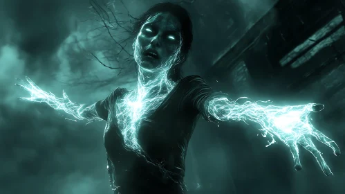 Ghostly Woman with Electric Hands