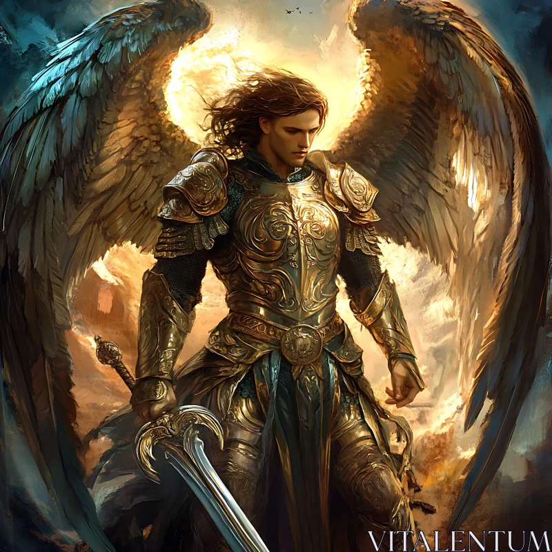 Winged Warrior Angel with Sword