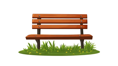 Wooden Bench in Green Grass