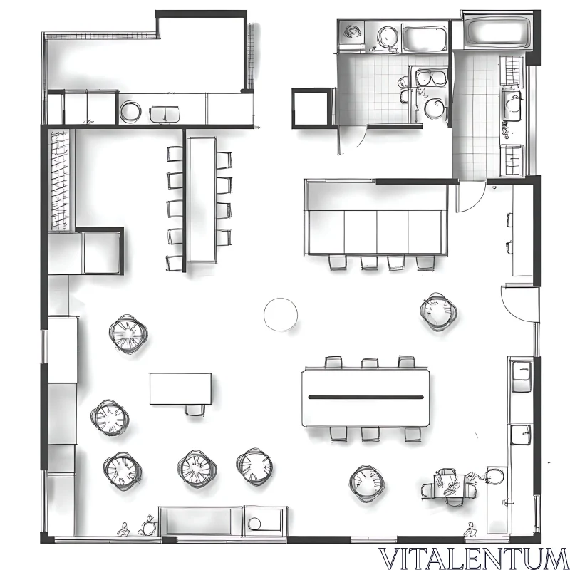 Monochrome Interior Layout Drawing AI Image