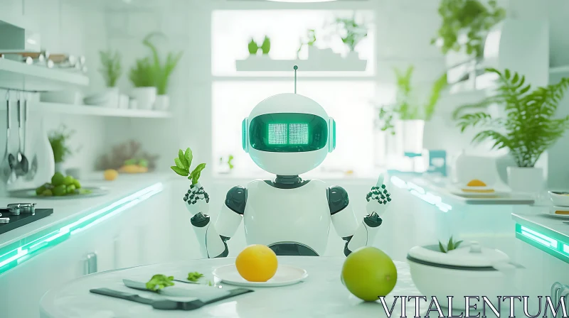 Futuristic Robot in Kitchen Scene