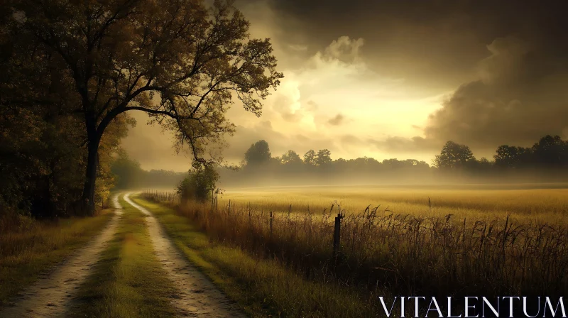 Foggy Field at Sunrise