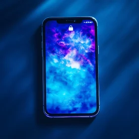 Mobile Phone with Nebula Background
