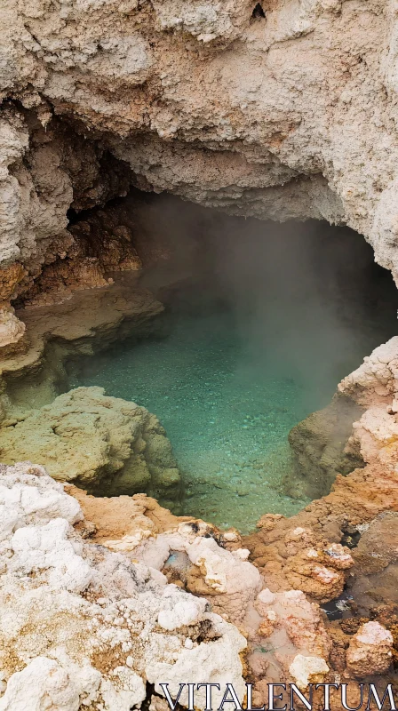 AI ART Geothermal Pool Within Cave Formations