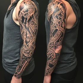 Detailed Arm Sleeve Tattoo Design