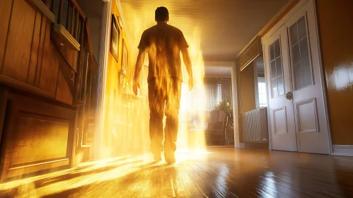 Man Bathed in Golden Light