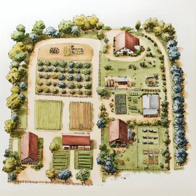 Farm Overhead: Fields and Buildings