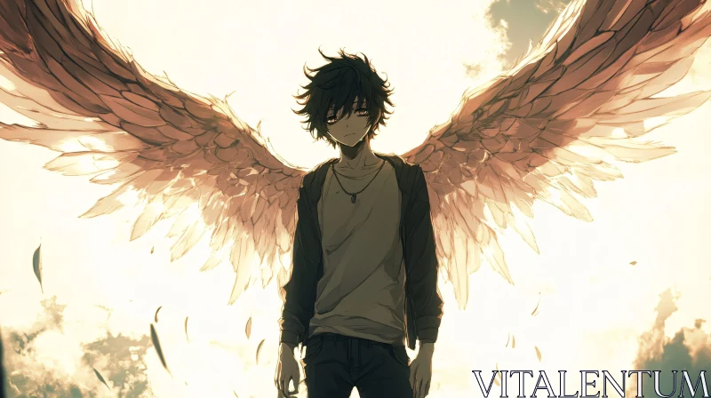 Winged Character in Anime Style