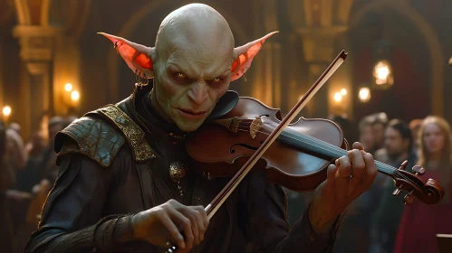 Enigmatic Goblin Musician Portrait
