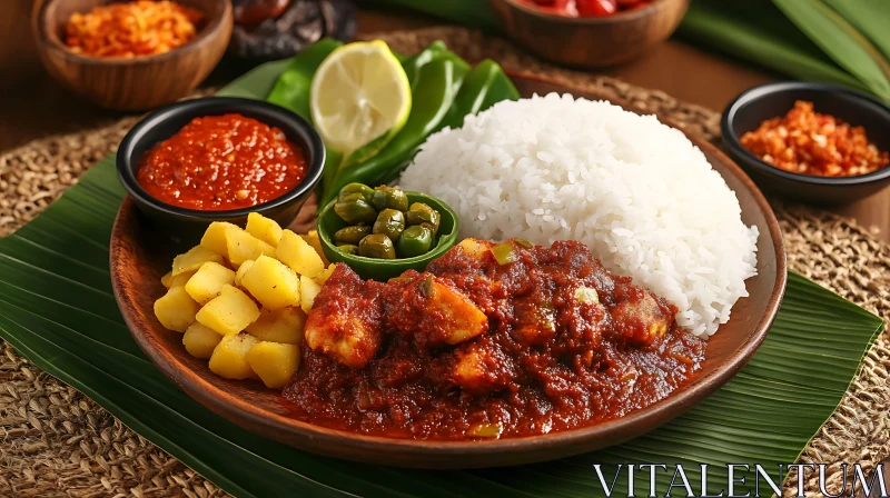 Delicious Traditional Food with Rice and Spicy Curry AI Image