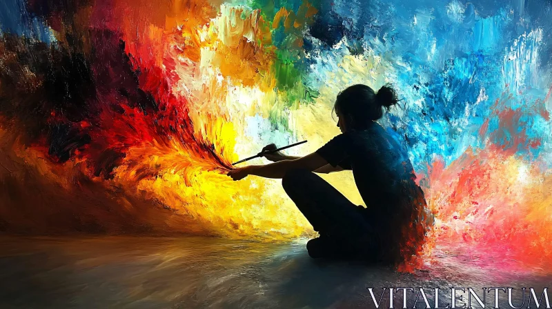 Silhouette Painter's Colorful Vision Art