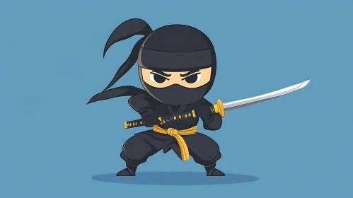 Cartoon Ninja Ready for Action